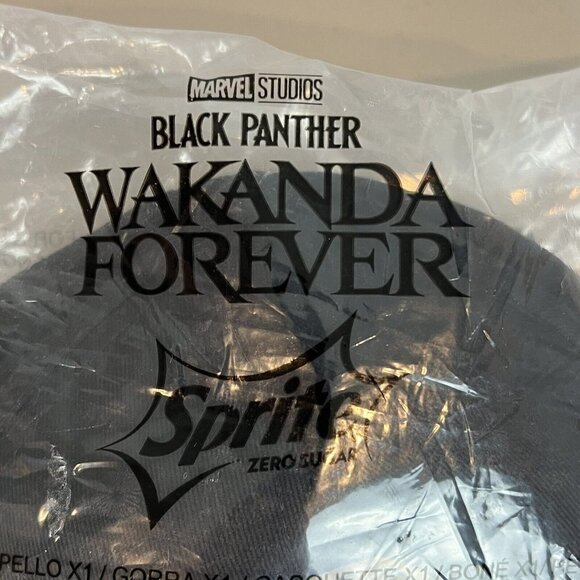 Marvel Wakanda Forever Black Gold Panther Baseball Cap x Sprite Collab Hat - Picture 2 of 8